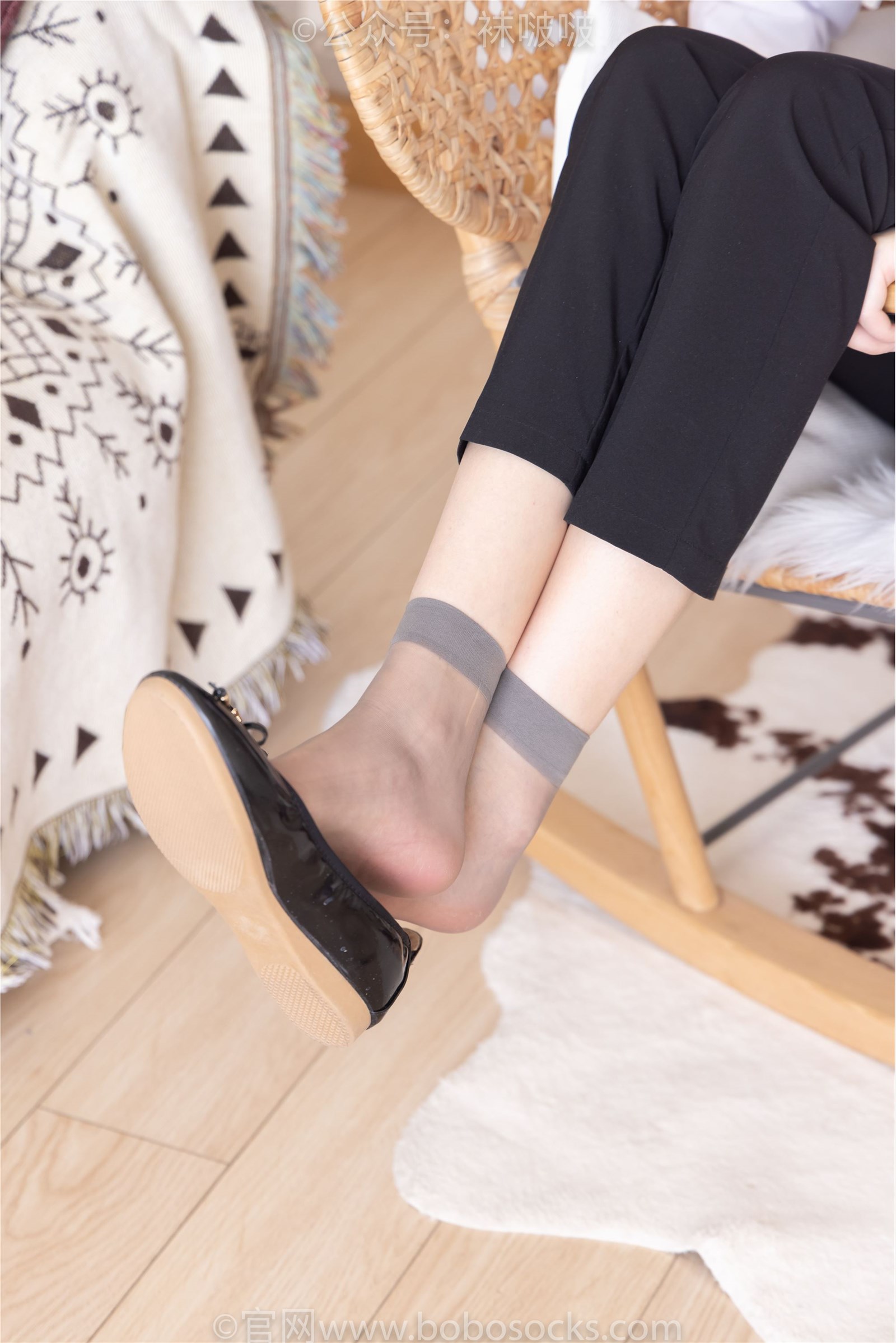 NO.085 Sweet Pea - flat shoes, short grey silk, short meat silk(34)